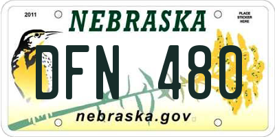 NE license plate DFN480