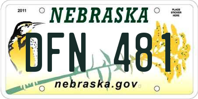 NE license plate DFN481