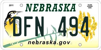 NE license plate DFN494