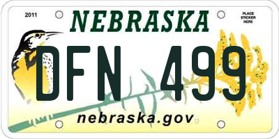 NE license plate DFN499