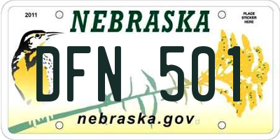 NE license plate DFN501