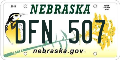 NE license plate DFN507