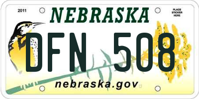 NE license plate DFN508