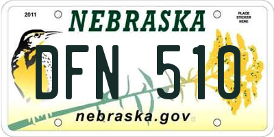 NE license plate DFN510