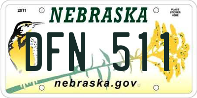 NE license plate DFN511