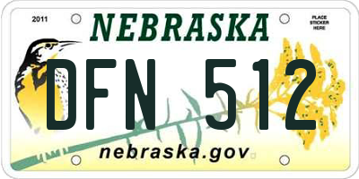 NE license plate DFN512