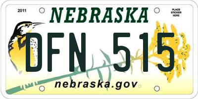 NE license plate DFN515