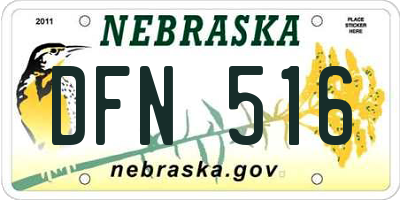 NE license plate DFN516
