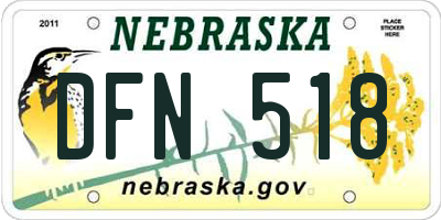 NE license plate DFN518