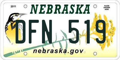 NE license plate DFN519