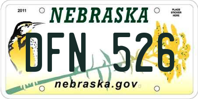 NE license plate DFN526