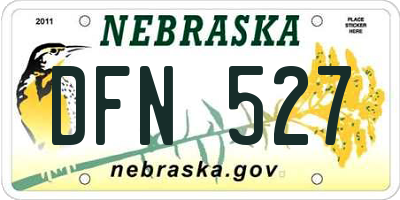NE license plate DFN527