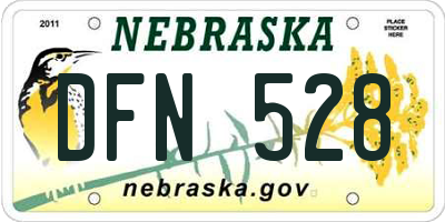 NE license plate DFN528