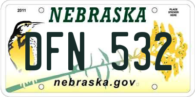 NE license plate DFN532