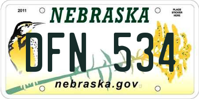 NE license plate DFN534