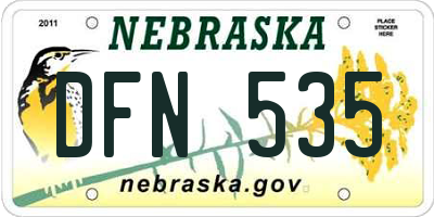 NE license plate DFN535