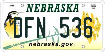NE license plate DFN536