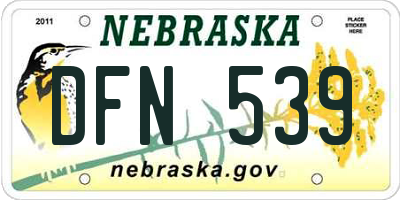 NE license plate DFN539