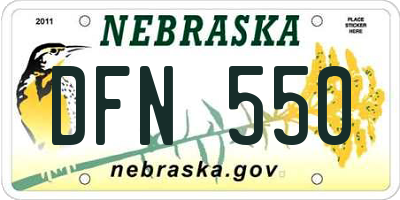 NE license plate DFN550