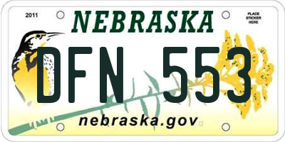 NE license plate DFN553
