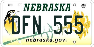 NE license plate DFN555