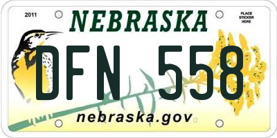 NE license plate DFN558