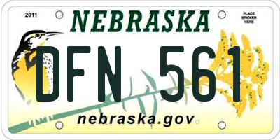NE license plate DFN561