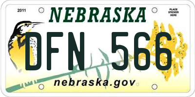 NE license plate DFN566