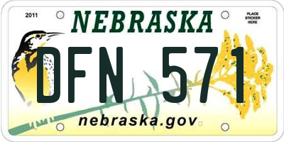 NE license plate DFN571