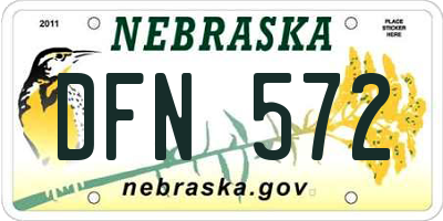 NE license plate DFN572