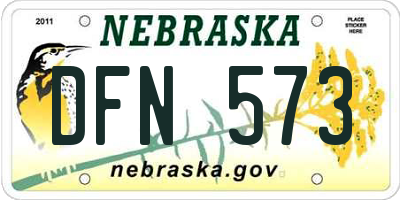 NE license plate DFN573