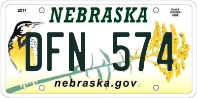 NE license plate DFN574