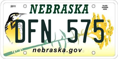 NE license plate DFN575