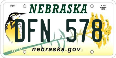 NE license plate DFN578