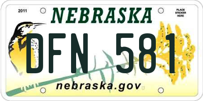 NE license plate DFN581