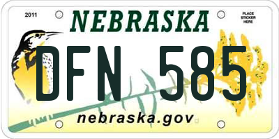 NE license plate DFN585