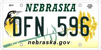 NE license plate DFN596