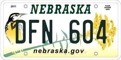NE license plate DFN604
