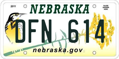 NE license plate DFN614