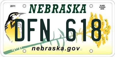 NE license plate DFN618