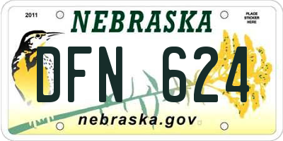 NE license plate DFN624