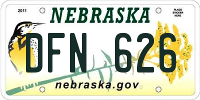 NE license plate DFN626