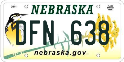 NE license plate DFN638