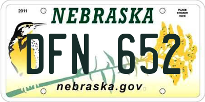 NE license plate DFN652