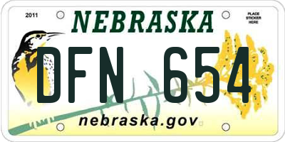 NE license plate DFN654
