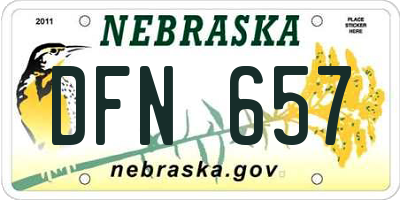 NE license plate DFN657