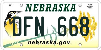 NE license plate DFN668