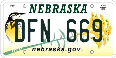 NE license plate DFN669