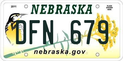 NE license plate DFN679