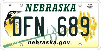 NE license plate DFN689